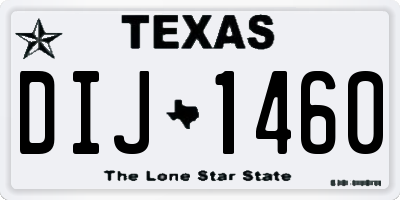 TX license plate DIJ1460