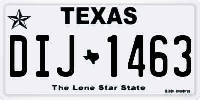 TX license plate DIJ1463