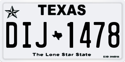 TX license plate DIJ1478