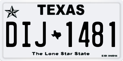 TX license plate DIJ1481