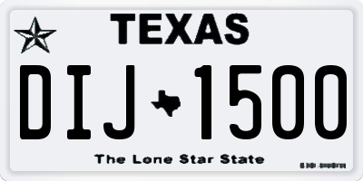 TX license plate DIJ1500