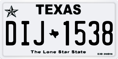 TX license plate DIJ1538