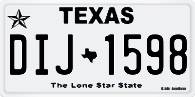 TX license plate DIJ1598