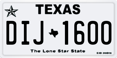 TX license plate DIJ1600