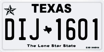 TX license plate DIJ1601