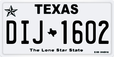 TX license plate DIJ1602