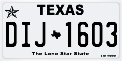 TX license plate DIJ1603