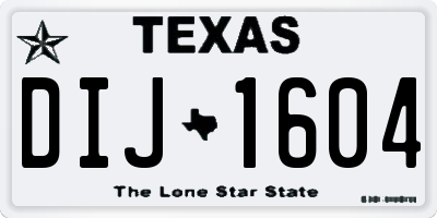 TX license plate DIJ1604