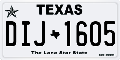 TX license plate DIJ1605
