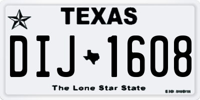TX license plate DIJ1608