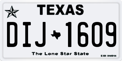 TX license plate DIJ1609