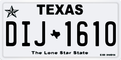 TX license plate DIJ1610