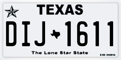 TX license plate DIJ1611