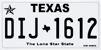 TX license plate DIJ1612