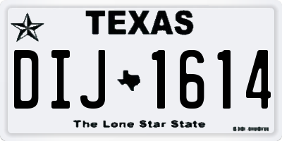 TX license plate DIJ1614