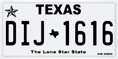 TX license plate DIJ1616