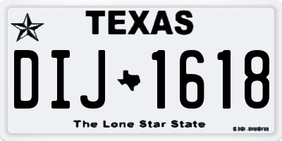 TX license plate DIJ1618
