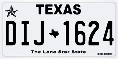 TX license plate DIJ1624