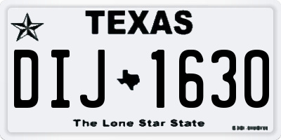 TX license plate DIJ1630