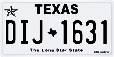 TX license plate DIJ1631