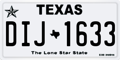 TX license plate DIJ1633