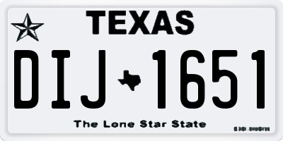 TX license plate DIJ1651