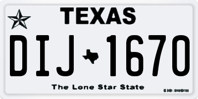 TX license plate DIJ1670