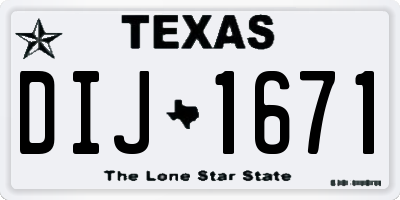 TX license plate DIJ1671
