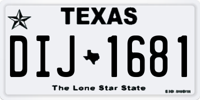 TX license plate DIJ1681