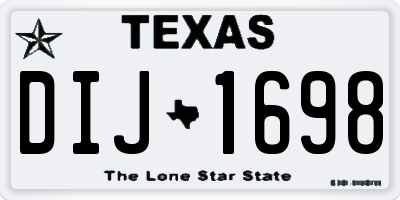 TX license plate DIJ1698