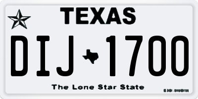 TX license plate DIJ1700