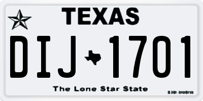 TX license plate DIJ1701