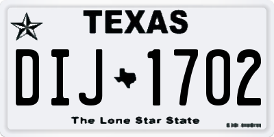 TX license plate DIJ1702