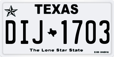 TX license plate DIJ1703