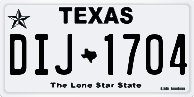 TX license plate DIJ1704
