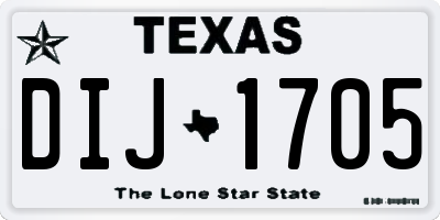 TX license plate DIJ1705