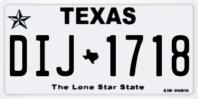 TX license plate DIJ1718