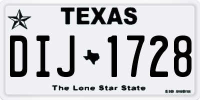 TX license plate DIJ1728
