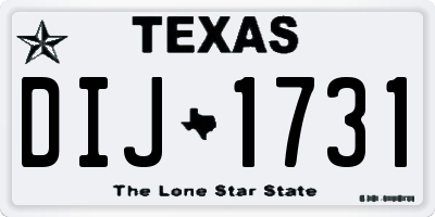 TX license plate DIJ1731