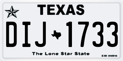 TX license plate DIJ1733