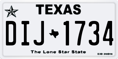 TX license plate DIJ1734