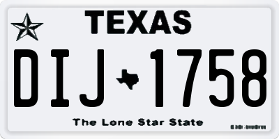 TX license plate DIJ1758