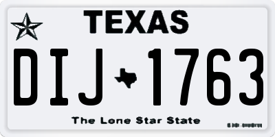 TX license plate DIJ1763