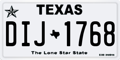 TX license plate DIJ1768