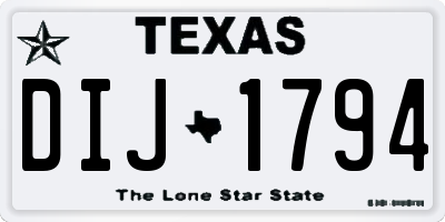 TX license plate DIJ1794