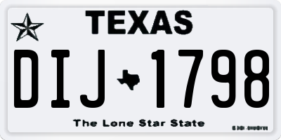 TX license plate DIJ1798