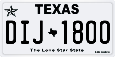TX license plate DIJ1800