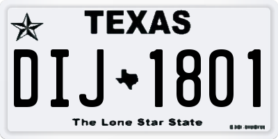 TX license plate DIJ1801
