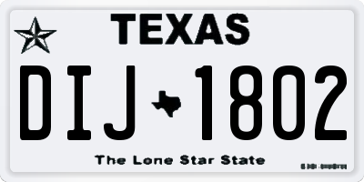 TX license plate DIJ1802