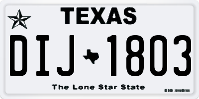 TX license plate DIJ1803